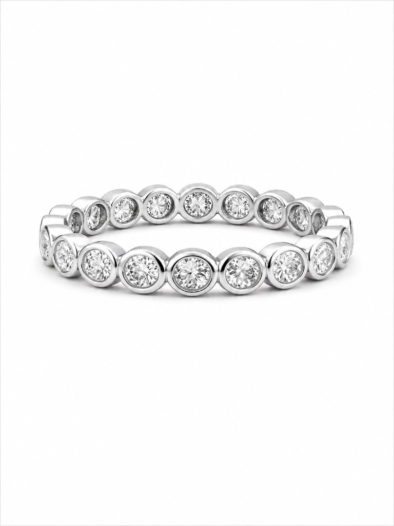 19 Ct Moissanite Diamond Bezel Set Eternity Band